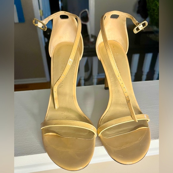 Nudistsong Patent Ankle-Wrap High-Heel Sandals, size 7, color Adobe - Picture 1 of 6